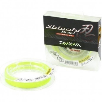 Плетеная леска DAIWA Shinobi Braid - 15 Lb (0.14мм) - 135м (ярко-жёлтая)
